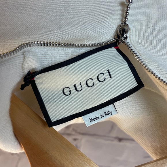 Gucci Mock Neck Half Zip Wool Sweater Ivory - Picture 4 of 7
